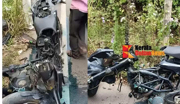 Bike completely destroyed after hitting mini-lorry in Wayanad; passenger miraculously survives