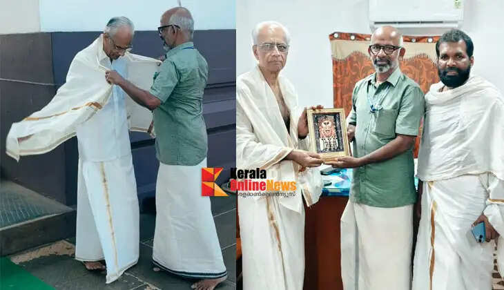 Travancore Devaswom Board President K. Jayakumar visits the Taliparamba Rajarajeshwara Temple to seek spiritual blessings.2342