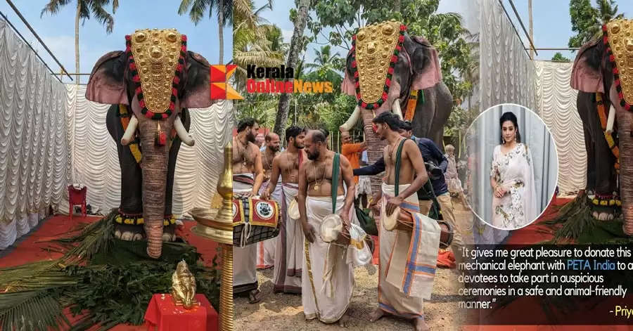 Mechanical robotic elephant to worship Mahadev at Mattur Trikka