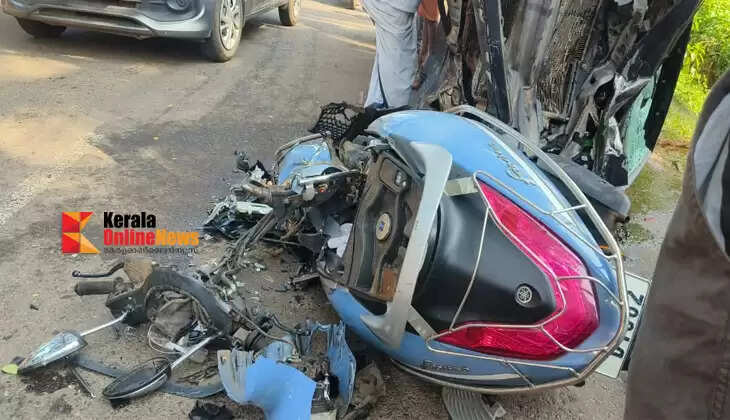 Car and scooter collide in Kannur's Edayannur; Five people, including two children, injured