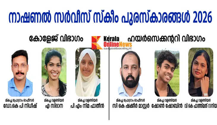 Outstanding NSS awards announced; awards for Edathotti De Paul College and Mokeri Rajiv Gandhi School.