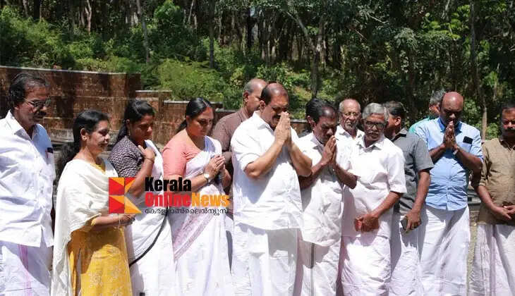 UDF candidate Adv. Sajiv Joseph laid a wreath at the P.R. Ramavarma Raja Smriti Mandapam.