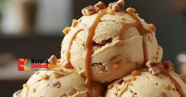 Butterscotch ice cream to cool down in the hot weather