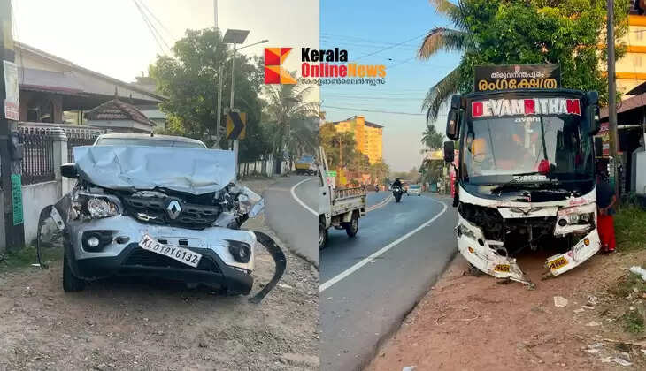 Car and bus collide in Thiruvalla, accident: Car passengers injured