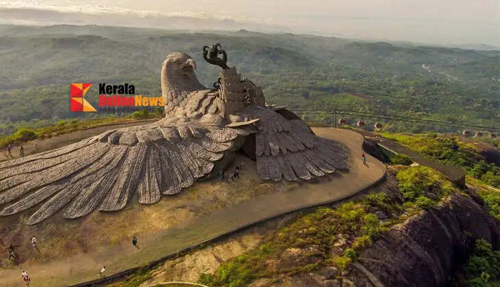Jatayu with wings spread atop the hill; a unique experience for a one-day trip.