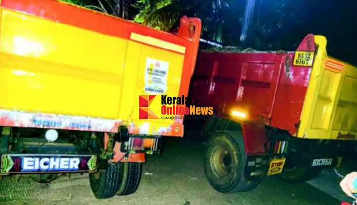 Illegal sand smuggling in Valapattanam: Two tipper lorries seized; boat destroyed.