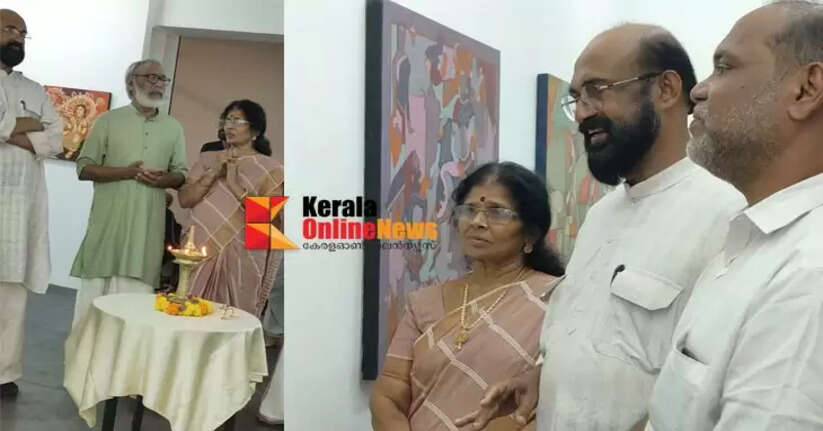 C.N. Karunakaran's painting exhibition begins at Ekami Art Gallery, Kannur
