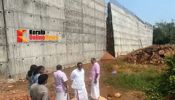 The protective wall of the national highway collapsed in Kottakunnu.