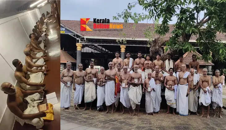 Members of the *Uralar* (trustee) family performed *Sri Rudrarchana* at the Taliparamba Raja Rajarajeswara Temple as part of the divine worship rituals.