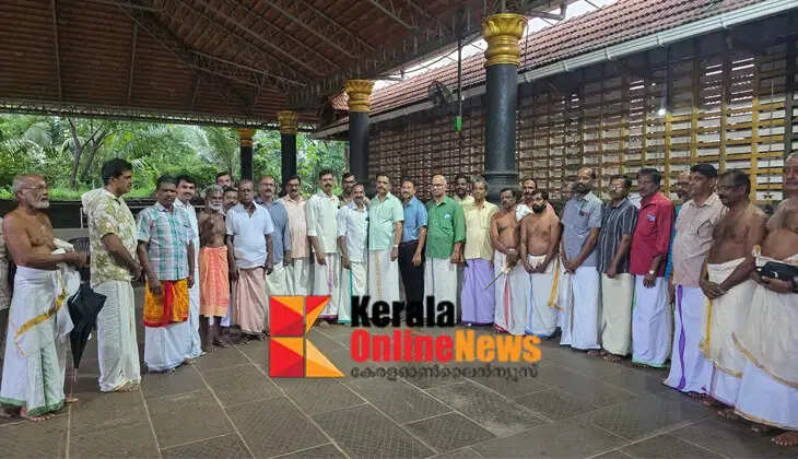 Renovation work begins on the rare carved eastern tower of the Rajarajeshwara Temple in Taliparamba