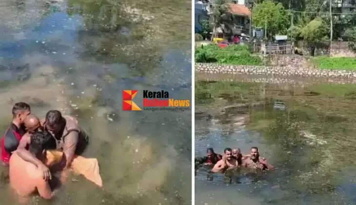 Elderly man threatened to commit suicide by jumping into a pond; Firefighters bravely rescue him