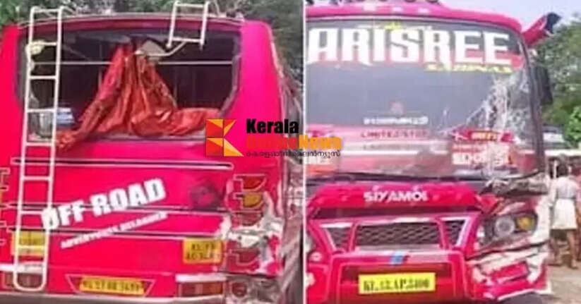 Six injured in collision between private buses in Uli, Kannur