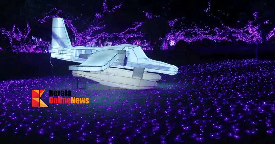 The spring festival begins in Kanakakunnu with a colorful display of flowers and light decorations