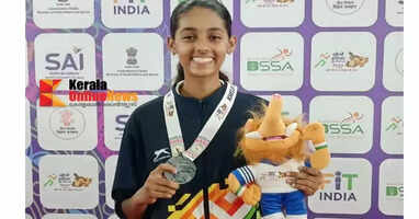 Alfia Sabu wins silver medal in Kalaripayattu high kick competition at Khelo India National Youth Games