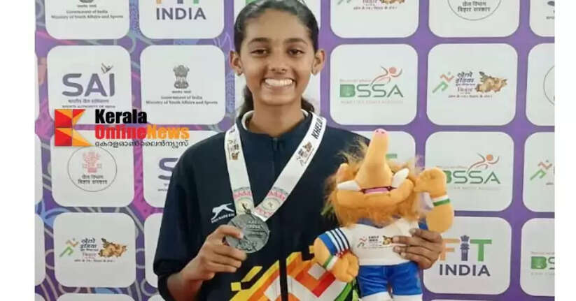 Alfia Sabu wins silver medal in Kalaripayattu high kick competition at Khelo India National Youth Games
