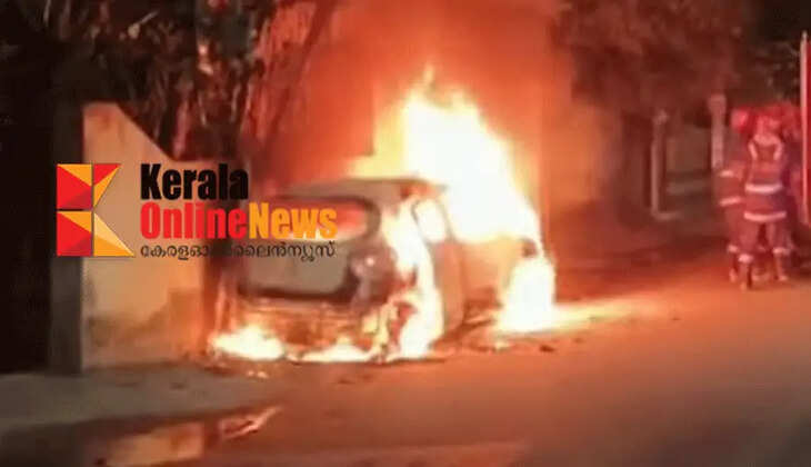 Driver dies after car catches fire in Venganur