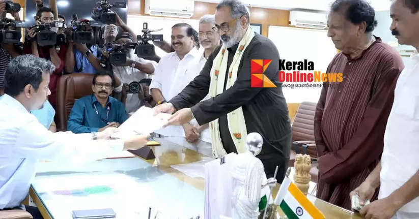 Thiruvananthapuram NDA candidate Rajeev Chandrasekhar has submitted his papers