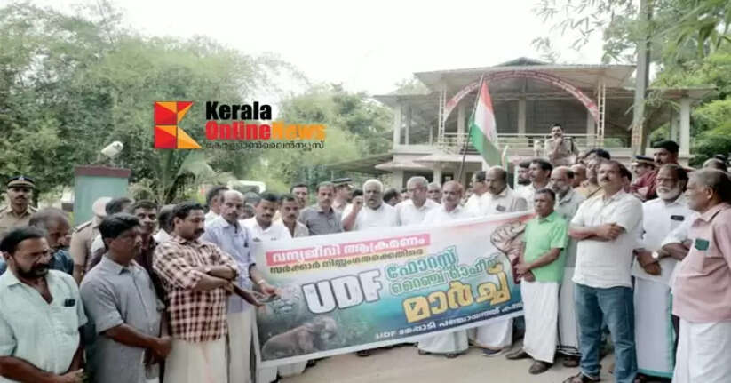 Elephant attack at Meppadi buffalo slaughterhouse: UDF marches to Meppadi Range Forest Office