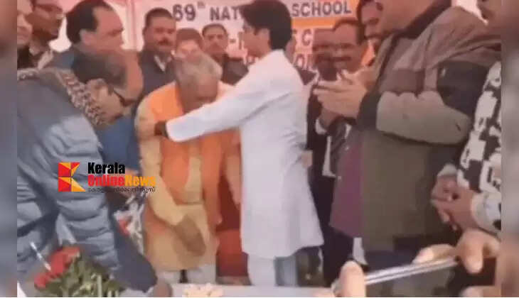 73-year-old senior BJP leader greets Union Minister's son by touching his feet