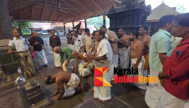 Renovation work begins on the rare carved eastern tower of the Rajarajeshwara Temple in Taliparamba