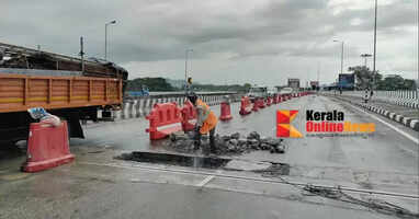 Concrete chipped on Thrissur National Highway: Repairs underway again