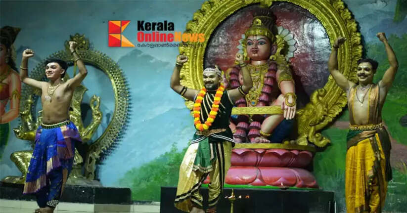 Vijeesh Kumar and friends perform a dance in front of Ayyappa Swamy