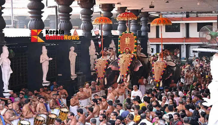 As part of the Guruvayur temple festival Lord Krishna appeared in a golden robe thousands came to see him with open arms