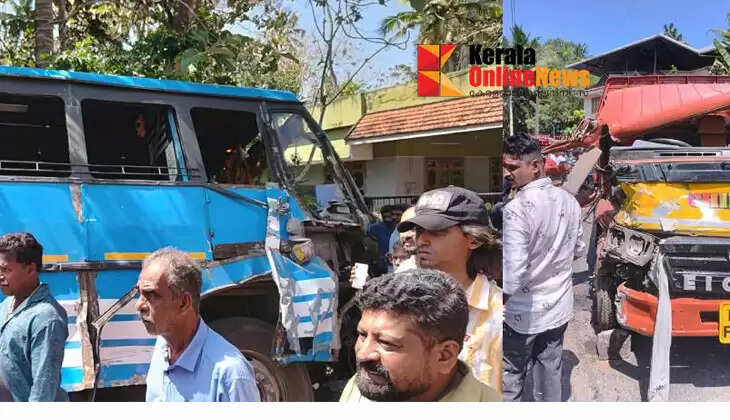 Passengers and lorry driver injured in collision between private bus and tipper lorry in Attingal