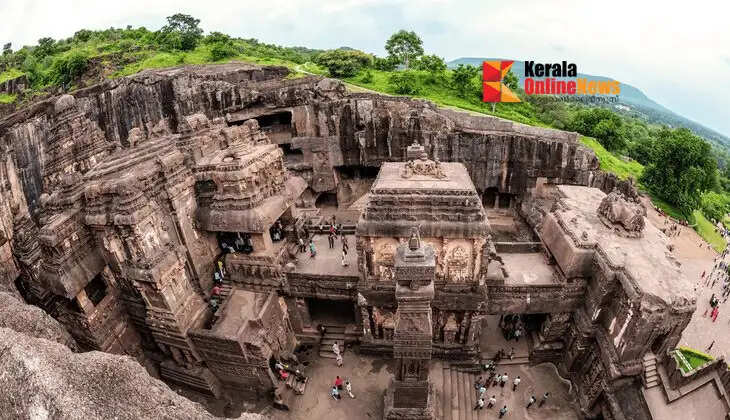 A marvel carved in rock; a rush of tourists to visit the Ellora Caves.