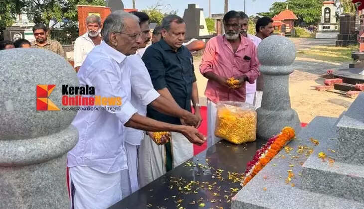 MVR remembered; floral tributes were paid at the memorial in Payyambalam