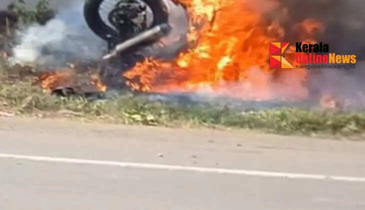A young man was seriously injured in an accident where his bike hit an electric pole and caught fire at Narayan Para, Mattannur.