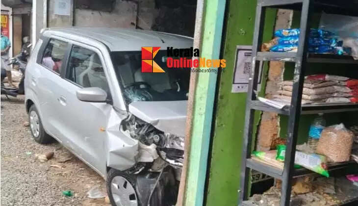 Car crashes into shop in Chemperi, Kannur