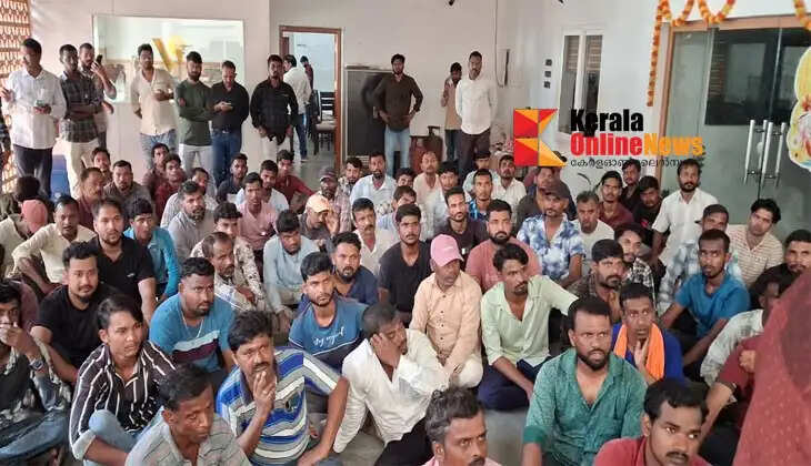 Kannur national highway construction workers went on strike after not receiving their salaries for two months.