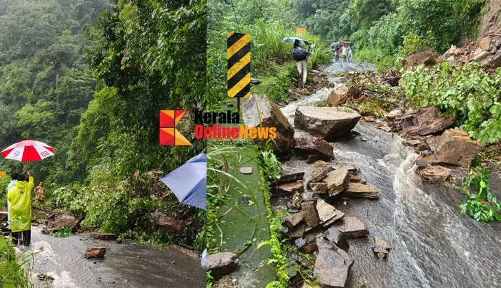 Heavy rain in the hilly regions of Kannur district; Palchuram Road collapsed, and eight families in Peratta were relocated.