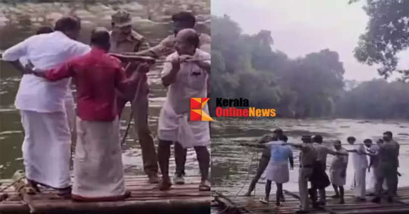 Minister OR Kal and LDF leaders got stuck in the raft on their way to election campaign