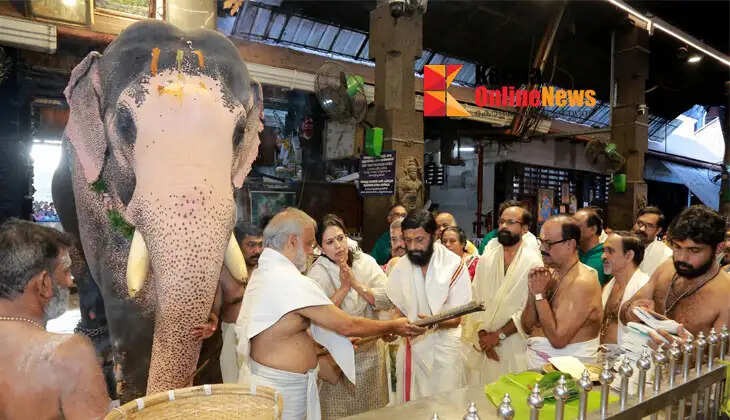 The beauty of prayer and dedication: A symbolic elephant installation ceremony was held at Guruvayur Temple