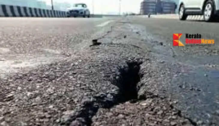 Another crack in the road under construction on National Highway 66 in Kollam
