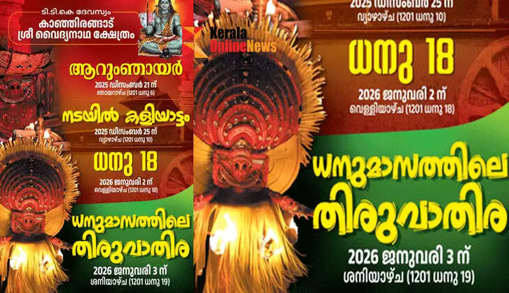 Kannur Kanjirangad Sree Vaidyanatha Temple Dhanu patint and Thiruvathira tomorrow