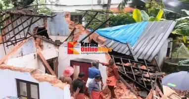 Palayad house collapses, family miraculously survives