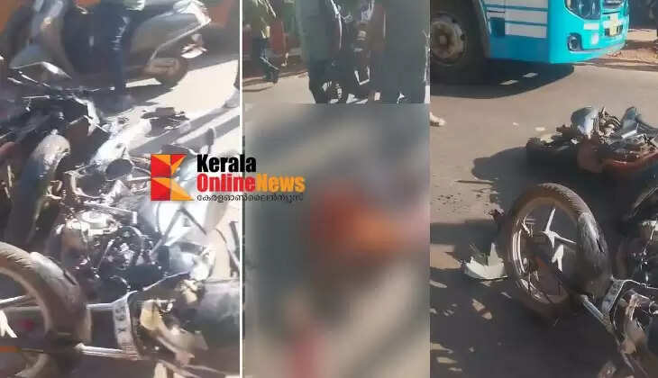 Three injured in bike collision near petrol pump in Trichambaram, Kannur