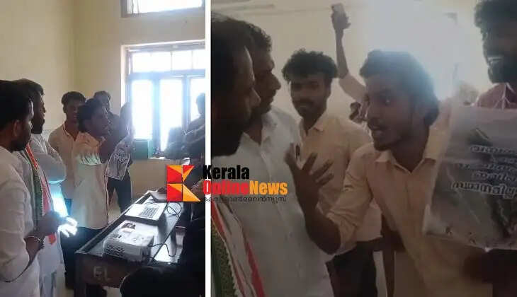 If you have that much courage, why don't you beat up the candidate? SFI activists stopped T. O. Mohanan who went to solicit votes at Thottada Poly.