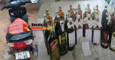 A young man was arrested with 16 liters of foreign liquor while smuggling it on a scooter in Putiyatheru.
