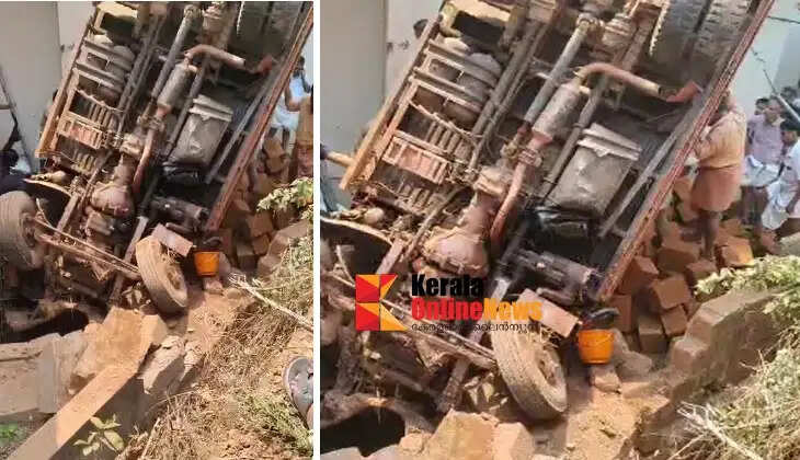 Irikkur Kalyad red lorry overturns into church compound