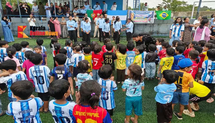 Amidst the FIFA World Cup excitement, Anganwadi children from Pattuvam, Taliparamba, delivered an anti-drug message; the