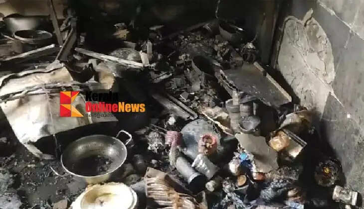In Thrikkarippur, a kitchen was destroyed by fire after a gas cylinder exploded while food was being cooked.