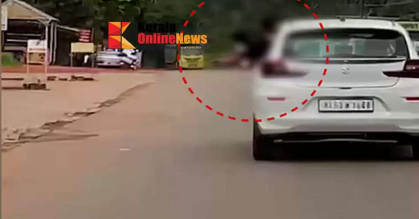Children stick half of their bodies out of the window of a moving car, driver fails to stop - Palakkad accident