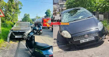 Series of road accidents on Pilathara - Pazhyangadi road: Two injured