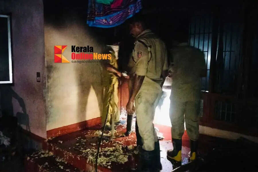 Elderly woman has miraculous escape from fire house catches fire at Annur Payyannur