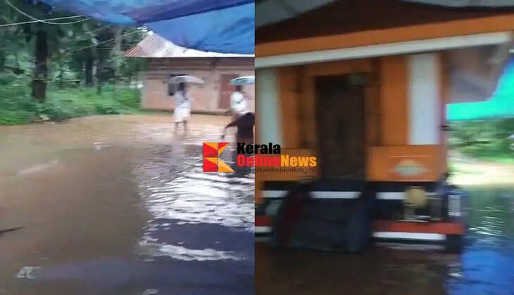 The Eruveshi River in Kannur overflowed its banks and water entered the Muthappan Temple