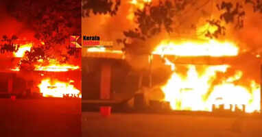 Massive fire breaks out at supermarket in Pazhyangadi, Kannur